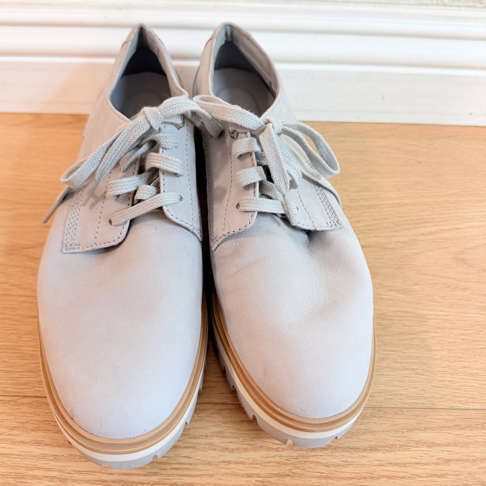Timberland Gray Leather Oxford Lug Sole Shoes Women’s Size 8.5 Lace Up - Picture 2 of 8